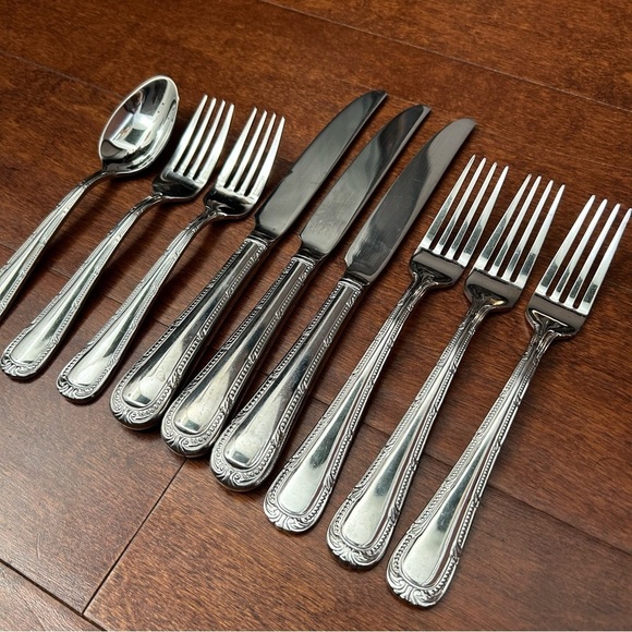 Waterford Russborough Stainless Steel Flatware Silverware Mixed Set, 9 Pieces - Picture 1 of 16